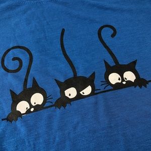 Cat Kitty 3 Black Cats Basic Womens Tshirt Large